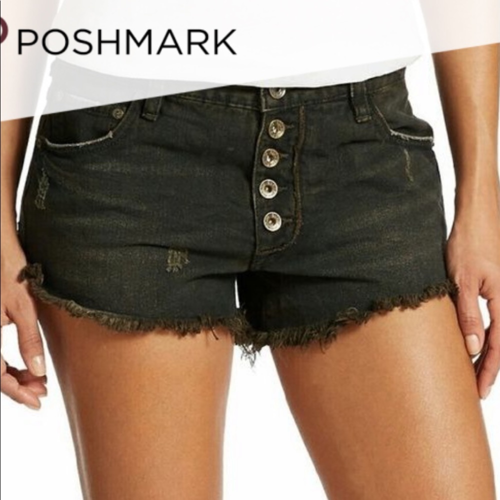 Free People Button Fly Distressed Shorts